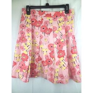 Apostrophe Pink Poppy floral Skirt Pleated A-line size 12P knee length‎ zip Y2K